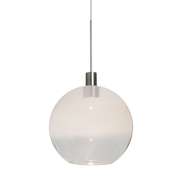 Besa Lighting Newton 8 Cord Pendant, Milky White/Clear, Satin Nickel Finish, 1x3W LED 1XT-NEWTON8WC-LED-SN - main